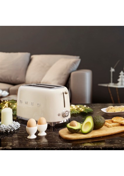 50'S Style Retro Krem 1x2 Ekmek Kızartma Makinesi tsf01creu