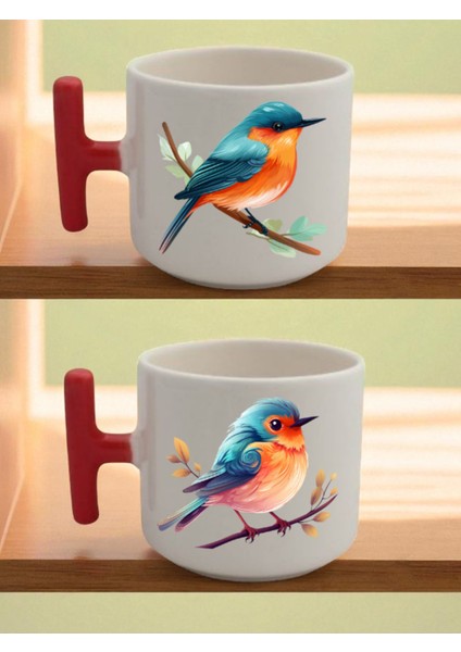 Sevimli Kuş Baskılı Latte Bardağı - Bebek Hediyelikleri, Yeni Yıl Hediyeleri, Arkadaşa Hediye