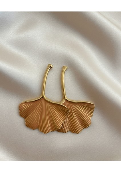 Gold Çelik Yaprak Gingko Küpe fırsatları