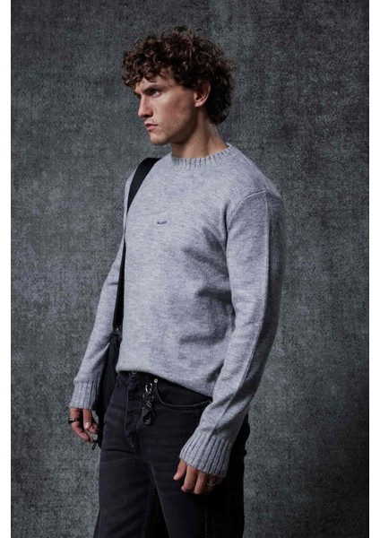 Erkek Regular Fit Bisiklet Yaka Kazak Gri fırsatları