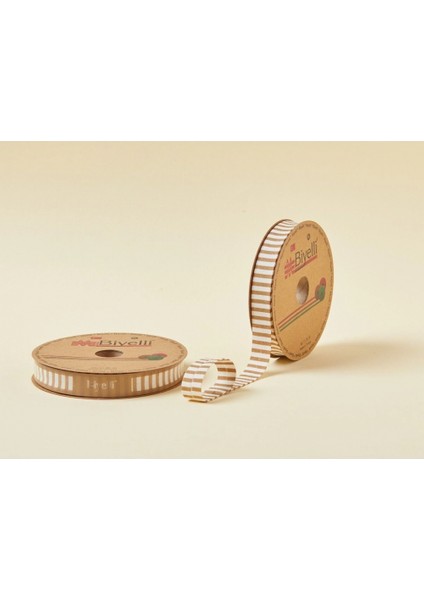 Biye Kalın Çizgili Katlı F13 Bej 2 cm 25 Metre %65 Koton %35 Polyester