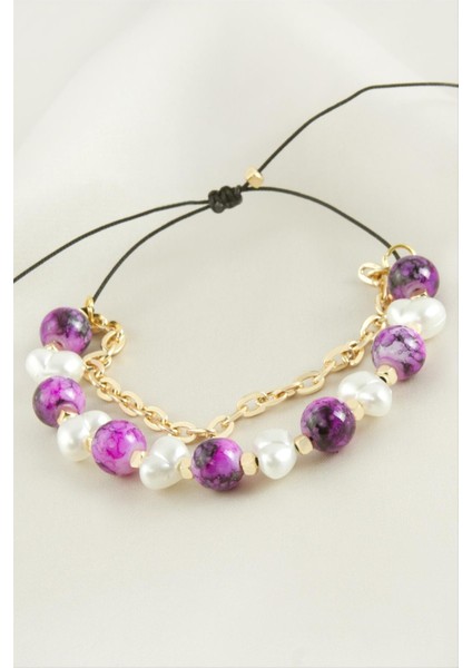 Sepetim Inci Boncuk Zincirli Bileklik-Pembe fiyatları