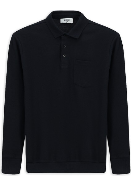 Polo Yaka Regular Fit Desenli Pamuk Sweatshırt