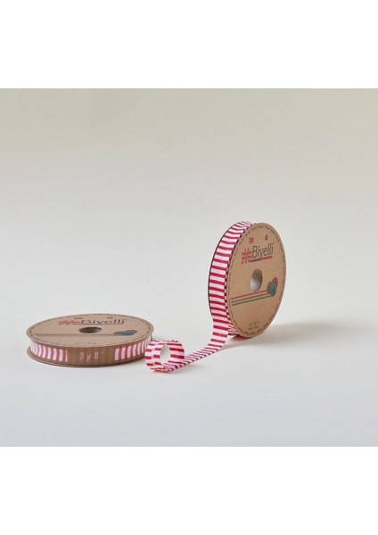 Biye Kalın Çizgili Katlı F03 Kırmızı 2 cm 25 Metre %65 Koton %35 Polyester