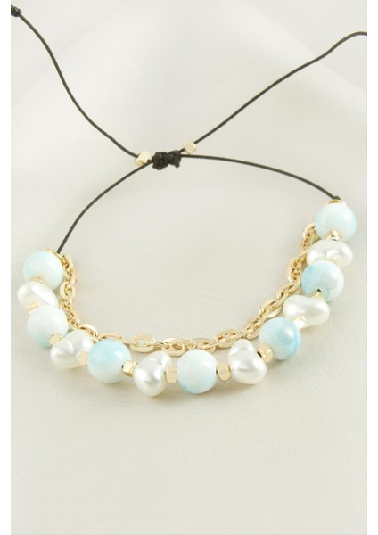 Sepetim Inci Boncuk Zincirli Bileklik-Açık Mavi-1 fiyatları