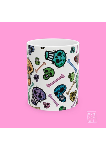 Skull Vibes – Kuru Kafa Temalı Halloween Kupa – Alternatif Tarz Porselen Hediye