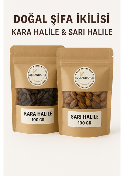 Kara Halile & Sarı Halile Ikili Paket – Doğal, Katkısız, Şifalı Bitkisel Takviye – 2X100G