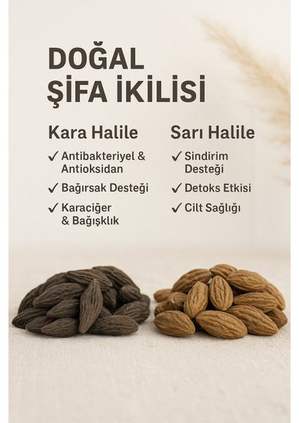 Kara Halile & Sarı Halile Ikili Paket – Doğal, Katkısız, Şifalı Bitkisel Takviye – 2X100G fiyatları