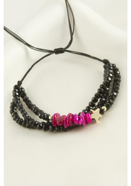 Sepetim 3lü Kırık Doğaltaş Kristal Zincirli Bileklik-Pembe fiyatları