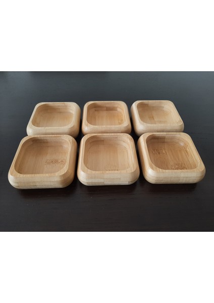 6 Adet Bambu Çerez Ikram Kasesi Kuruyemiş Sunum Tabağı- Kare fiyatları