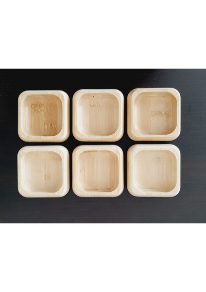 6 Adet Bambu Çerez Ikram Kasesi Kuruyemiş Sunum Tabağı- Kare fırsatları