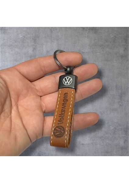 Volkswagen ve Logolu TERMO Deri Anahtarlık (Kahverengi)
