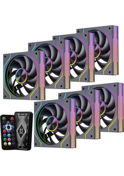 Fresh X1 7'li Set Kumandalı Argb 120MM Kasa Fanı 6 Pin Siyah