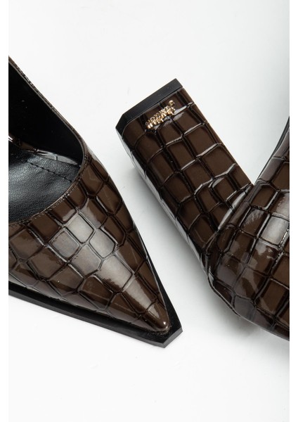 Suins Premium Kevin Model Kadın Kalın Topuklu Kroko Stiletto Ayakkabı fiyatları