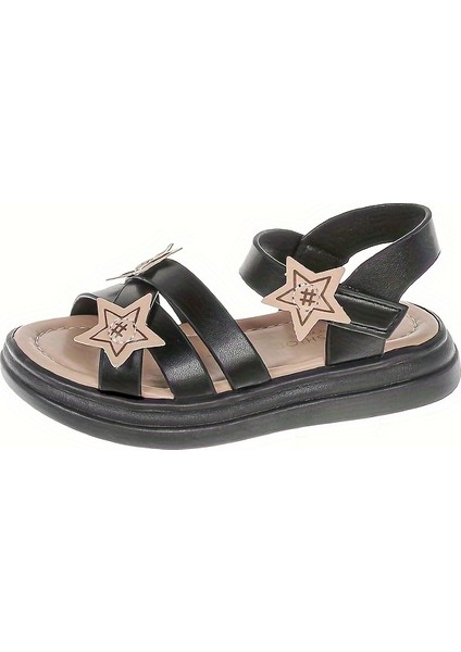 Tcherchı Kızlar Için Trendy Sevimli Yıldız Burnu Açık Sandalet, Nefes Alabilen Hafif Sandalet (Yurt Dışından)