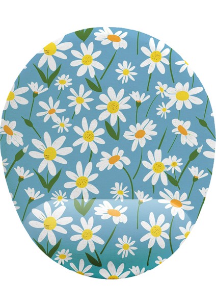 Papatya Desenli Kaymaz Buruşmaz Kırılmaz Bilek Destekli Mouse Pad