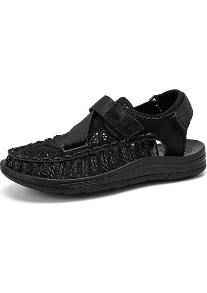 Tcherchı Yaz Örme Erkek Sandalet Moda Nefes Rahat Siyah (Yurt Dışından)