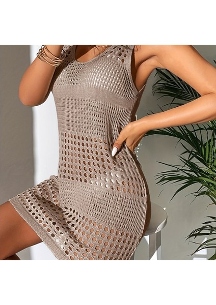 Tcherchı Hollow Out Cover Up Tank Elbise Tatil Kolsuz Plaj Elbisesi Elbise (Yurt Dışından)
