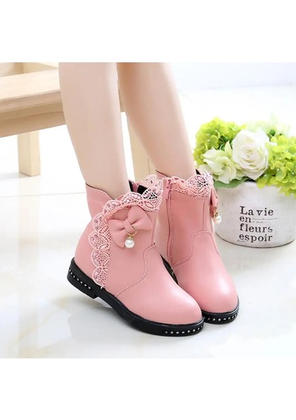 Tcherchı Kızlar Için Çocuk Kışlık Botlar Rhinestone Papyon Çiçek Moda Peluş Botlar Prenses Düz Ayakkabılar Elbise Ayakkabıları Sıcak Kız Kar Botları (Yurt Dışından)