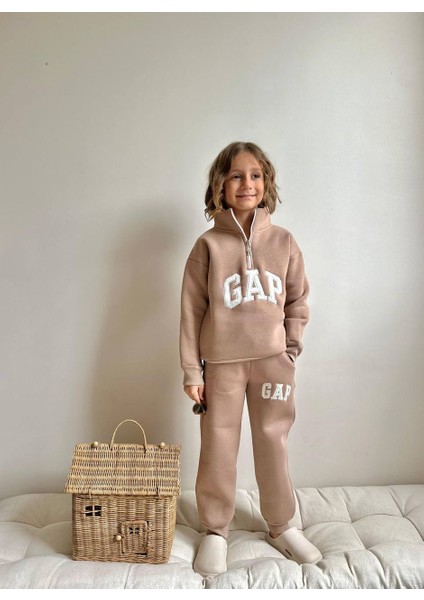 Erkek Çocuk Half Zip Fermuarlı Sweatshirt Kışlık Takım