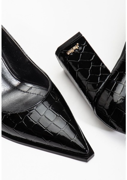 Suins Premium Kevin Model Kadın Kalın Topuklu Kroko Stiletto Ayakkabı fiyatları