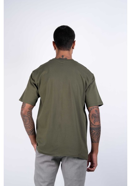 Erkek Kısa Kollu Haki Renkli, Poplin Garnili, Baskılı, Regular Fit Örme T-Shirt fiyatları