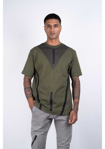 Erkek Kısa Kollu Haki Renkli, Poplin Garnili, Baskılı, Regular Fit Örme T-Shirt modelleri