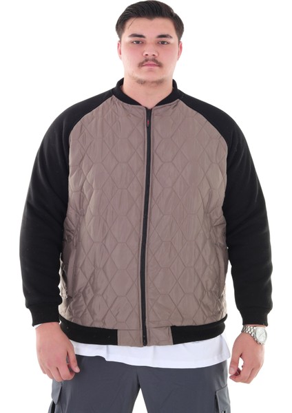 Erkek Büyük Beden 120 KILO-158 Kilo Arası Için Uygun Dik Yaka Parçalı Mevsimlik Hafif Mont