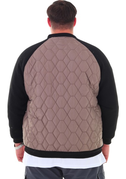 Erkek Büyük Beden 120 KILO-158 Kilo Arası Için Uygun Dik Yaka Parçalı Mevsimlik Hafif Mont