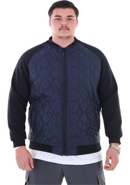 Erkek Büyük Beden 120 KILO-158 Kilo Arası Için Uygun Dik Yaka Parçalı Mevsimlik Hafif Mont