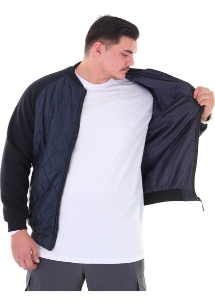 Erkek Büyük Beden 120 KILO-158 Kilo Arası Için Uygun Dik Yaka Parçalı Mevsimlik Hafif Mont