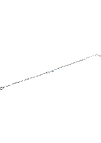 925 Ayar Gümüş Mavi Mine Balık Figürlü Çift Zincirli Kadın Bileklik