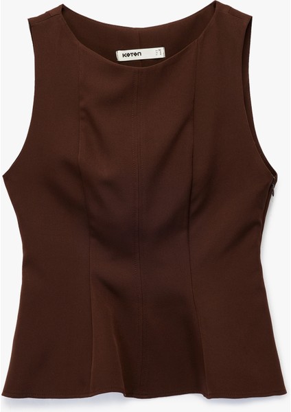 Bisiklet Yaka Kolsuz Peplum Bluz