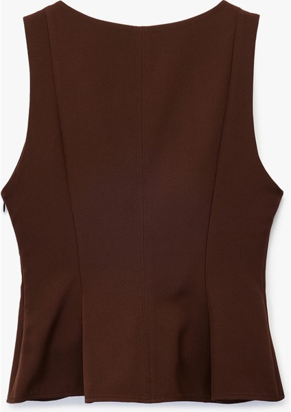 Bisiklet Yaka Kolsuz Peplum Bluz fiyatları