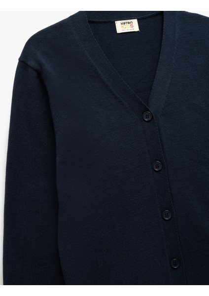 Uzun Kollu Düğmeli Cepli V Yaka Triko Okul Hırkası modelleri