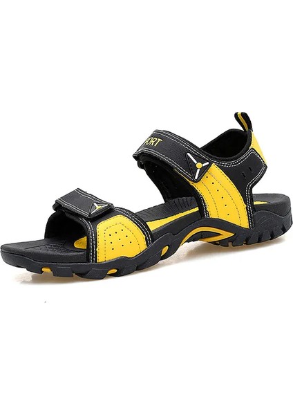 Tcherchı Moda Erkek Sandalet Yazlık Günlük Ayakkabılar Siyah Sarı (Yurt Dışından)