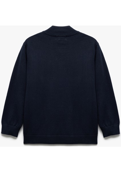 Pamuklu Uzun Kollu Fermuarlı Dik Yaka Triko Okul Hırkası fiyatları