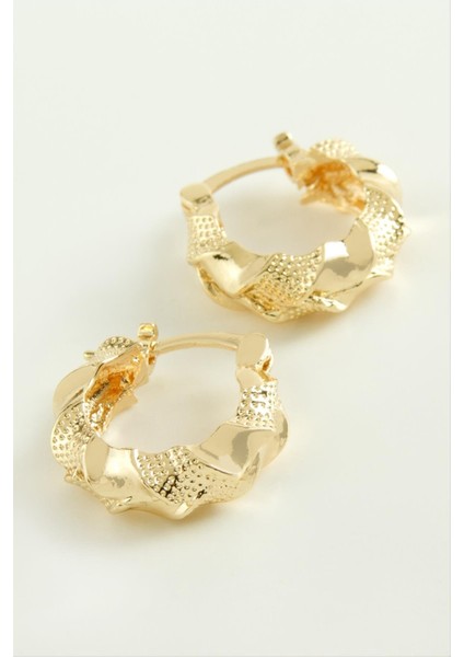 Sepetim Burgulu Kilitli Halka Küpe-Sarı