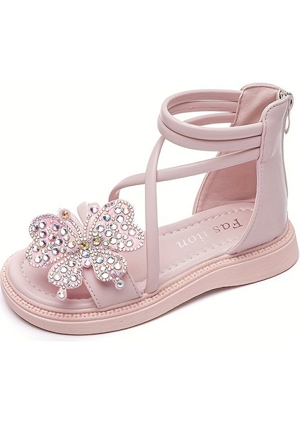 Tcherchı Kızlar Için Trendy Sevimli Rhinestone Kelebek Burnu Açık Sandalet, Yaz Için Nefes Alabilen Hafif Sandalet (Yurt Dışından)