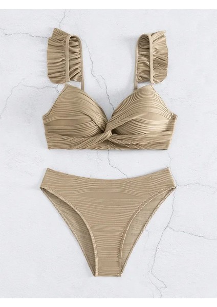 Tcherchı Fırfırlı Fırfırlı Trim Push Up Bikini Set Kadın Mayo (Yurt Dışından)