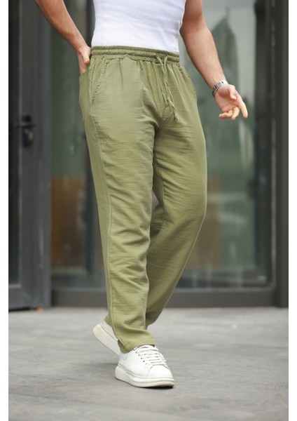 Keten Bağcıklı Jogger Pantolon
