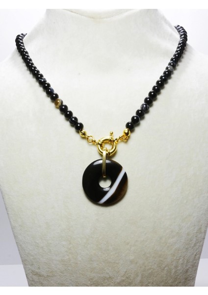 Özel Tasarım Akik Taşı Doğal Taşlı Kadın Kolye | Gerçek Altın Kaplama Kolye modelleri