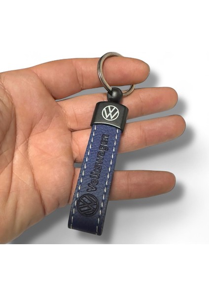 Volkswagen Kabartmalı Logolu TERMO DERİ Anahtarlık (LACİVERT)