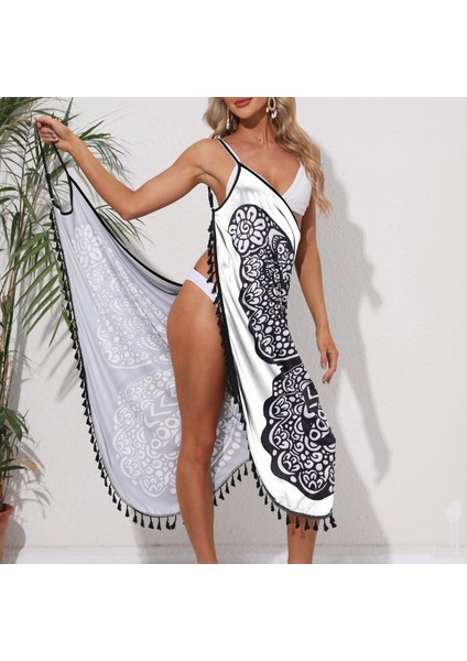 Tcherchı Hafif Çırpınan Boho Kelebek Püsküllü Plaj Elbisesi (Yurt Dışından)