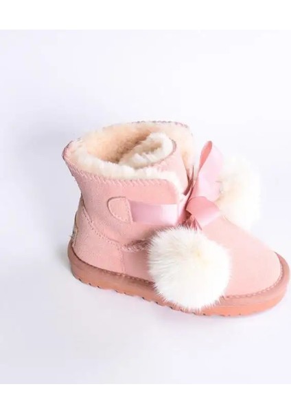 Tcherchı Kış Çocuk Moda Kar Botları Kalın Sıcak Peluş Yumuşak Tabanlı Bebek Kız Botları Kış Kayak Yürümeye Başlayan Çocuk Botu Bebek Pembe (Yurt Dışından)