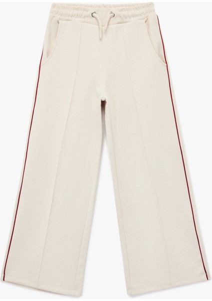 Pamuklu Beli Bağcıklı Cepli Geniş Paça Eşofman Altı