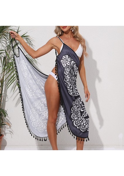 Tcherchı Hafif Çırpınan Boho Kelebek Püsküllü Plaj Elbisesi (Yurt Dışından)