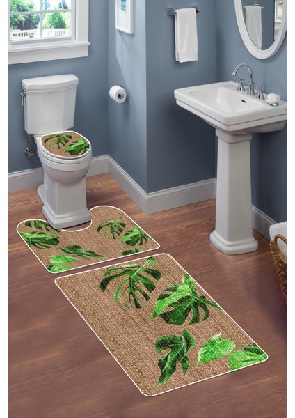 Modern Desenli 3'lü Banyo Paspas Takımı – Yıkanabilir Kaymaz Tabanlı Klozet Takımı KLZ0025 fiyatları