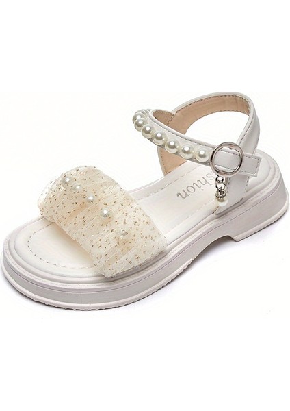 Tcherchı Kız Bebek Fırfırlı Peral Trendy Nefes Alabilen Burnu Açık Sandalet, Hafif Yumuşak Sandalet (Yurt Dışından)