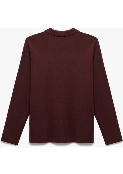 Uzun Kollu Düğmeli Polo Yaka Triko Kazak fırsatları